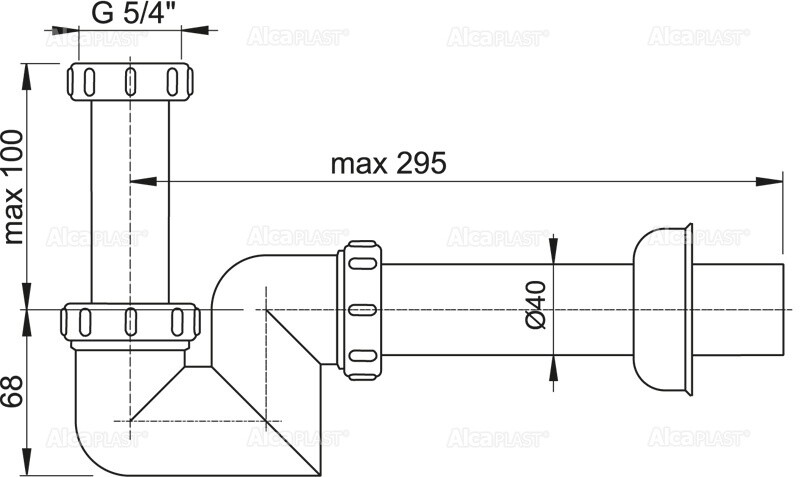 Alca Plast A45F-40 Сифон для умывальника и биде, пластик 40 мм