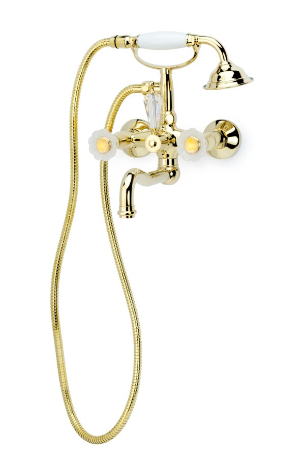 Смеситель для ванны с душевым комплектом Boheme Camelia Золото 293-Camelia