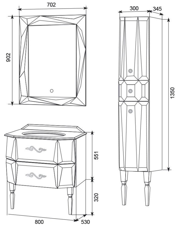 1 Marka шкаф-пенал Brilliant 30П, 2д, 1я, White L У51082