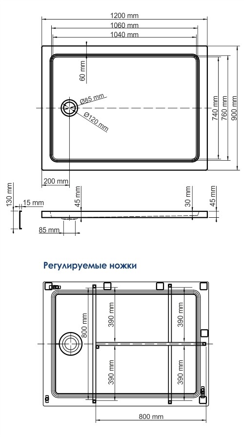 WasserKRAFT Amper 29T07 душевой поддон акриловый 120*90*17,5