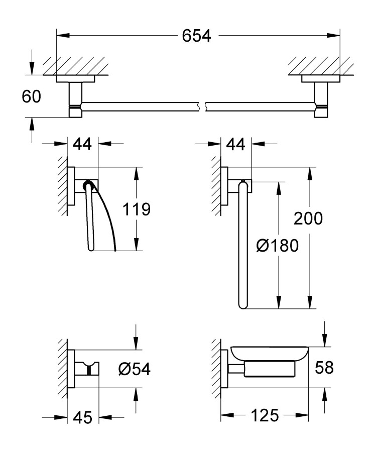 Grohe Essentials 40344DC1 набор аксессуаров суперсталь