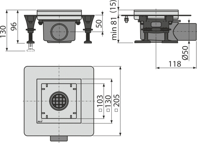 Alca Plast APV120 Душевой трап 130*130 мм