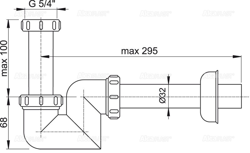 Alca Plast A45F Сифон для умывальника и биде , пластик 32 мм