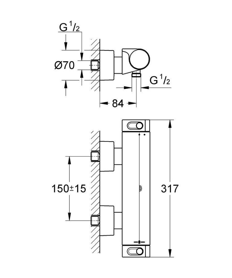 Grohe Grohtherm 2000 34169001 смеситель для душа хром