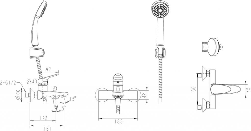 Bravat Drop F00308C Набор 3 в 1 F14898C-1 + F64898C-B + D141C