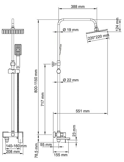 WasserKRAFT A17701 душевая система хром