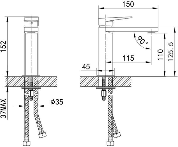 Iddis Bridge BRDSB00i01 смеситель для раковины 35 мм