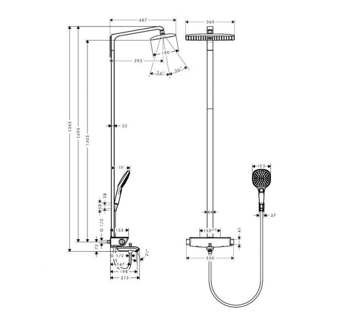 Hansgrohe Raindance Select E 360 27113000 Душевая система с изливом