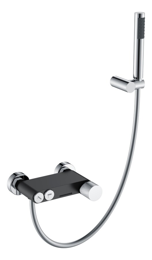 Смеситель для ванны с душевым гарнитуром Boheme Stick Черный / Хром ручка Touch 123-BCR.2