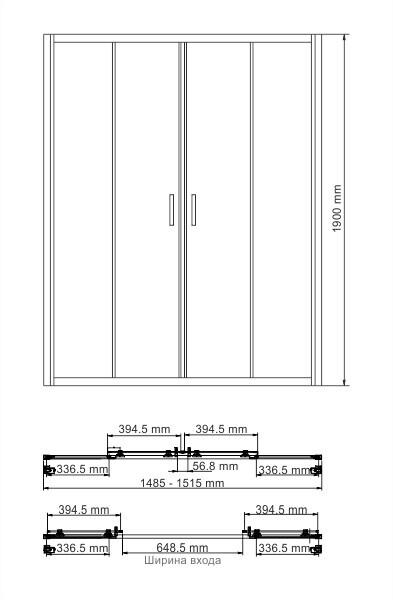 WasserKRAFT Lippe 45S08 душевые двери 150*190