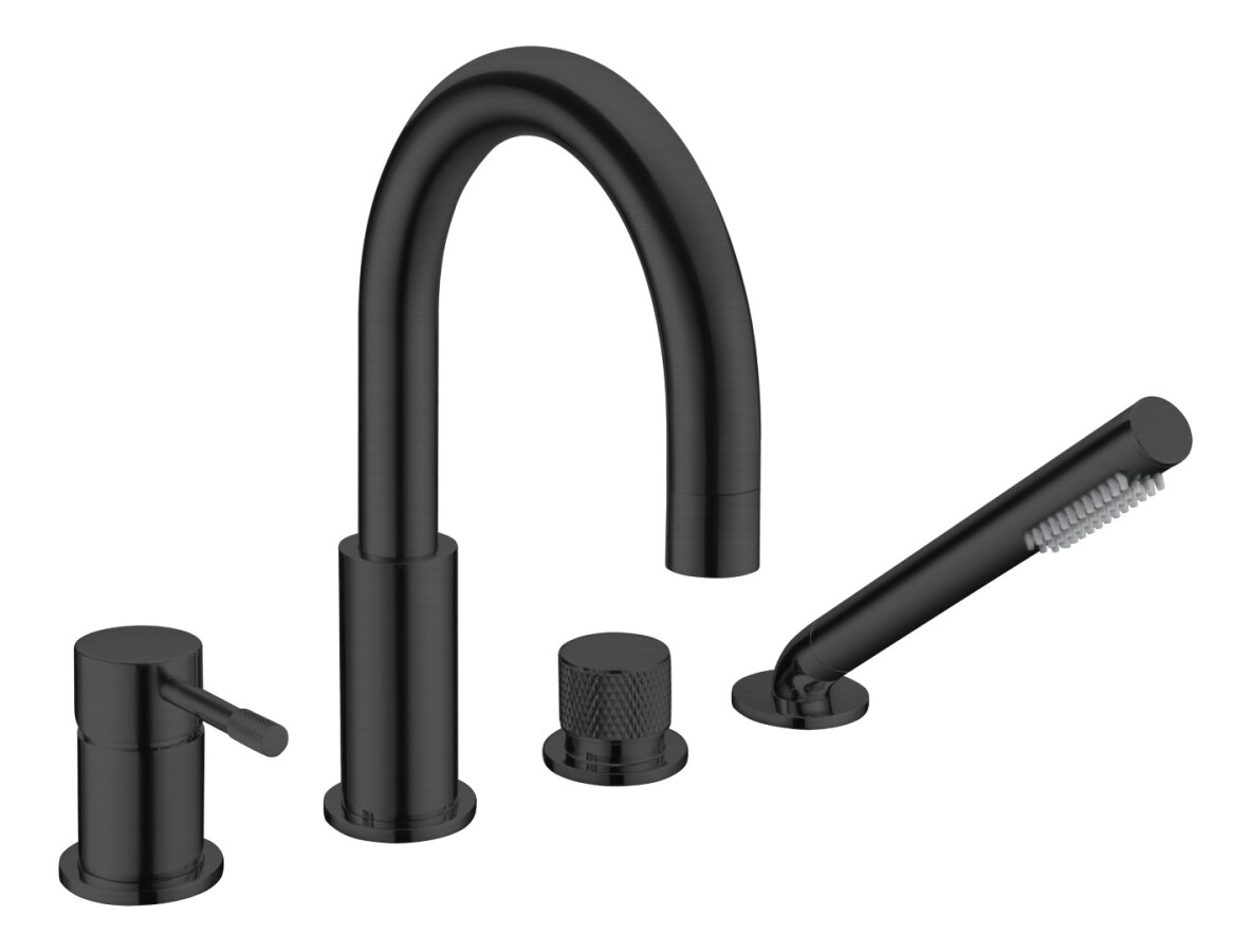 Смеситель врезной на борт ванны Boheme Uno Черный матовый 460-B