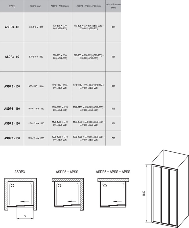 Ravak Supernova ASDP3-90 00V70102Z1 Душевые двери 90*188