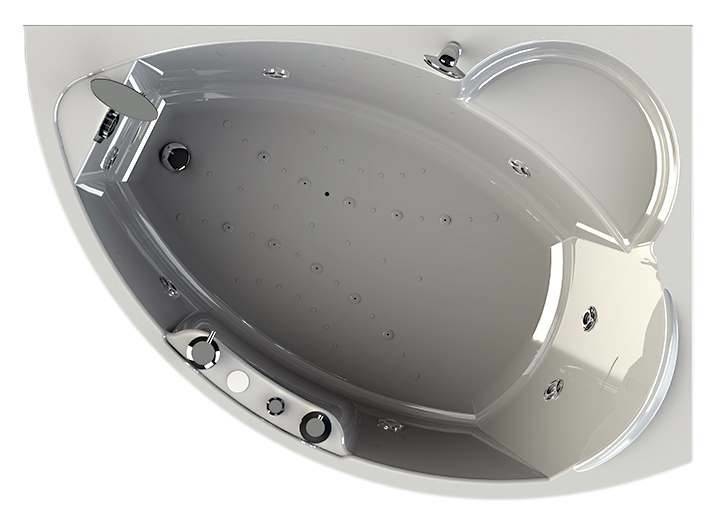 Radomir Лоуэль Комфорт Chrome 168х120 см ванна акриловая асимметричнаяc гидромассжаем белая правая-левая