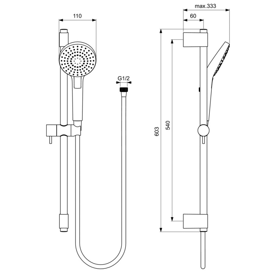 Ideal Standard B2233AA IdealRain душевой гарнитур со штангой Evo Round L3