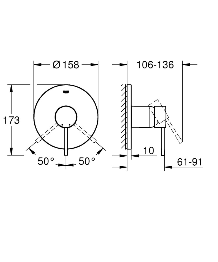 Grohe Essence 24057AL1 смеситель для душа темный графит матовый