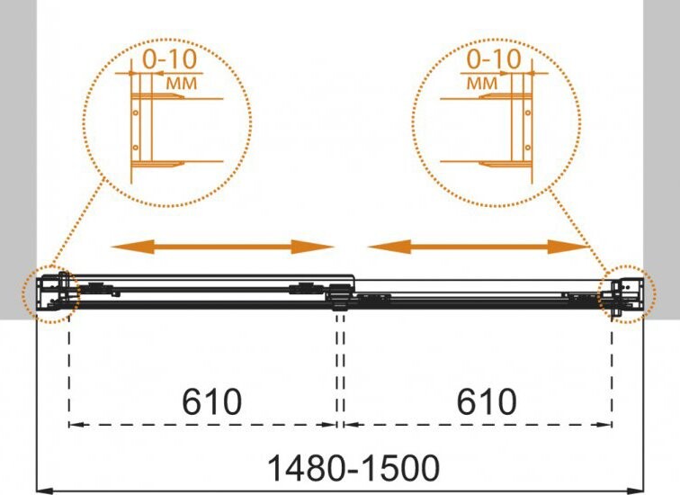 Cezares TANDEM-SOFT-VF-2-150/145-P-Cr 150*145 шторка на ванну