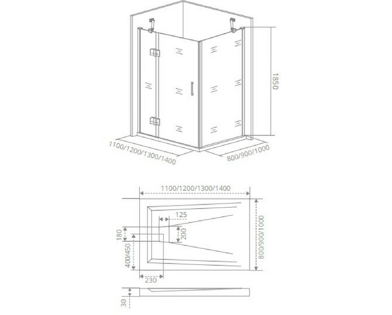 Bas Saturn WTW+SP душевой уголок 120*80*185