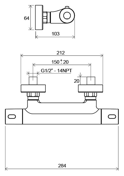 Ravak Termo 300 TE 033.00/150 X070096 смеситель для душа хром