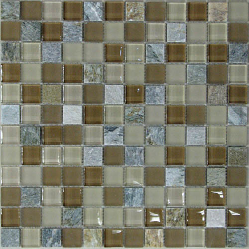 Bonaparte Free time - 23 30х30см мозайка стеклянная с камнем бежево коричневая