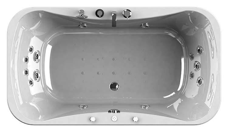 Radomir Лион Комфорт Chrome 200x110 см ванна акриловая прямоугольная c гидромассжаем белая