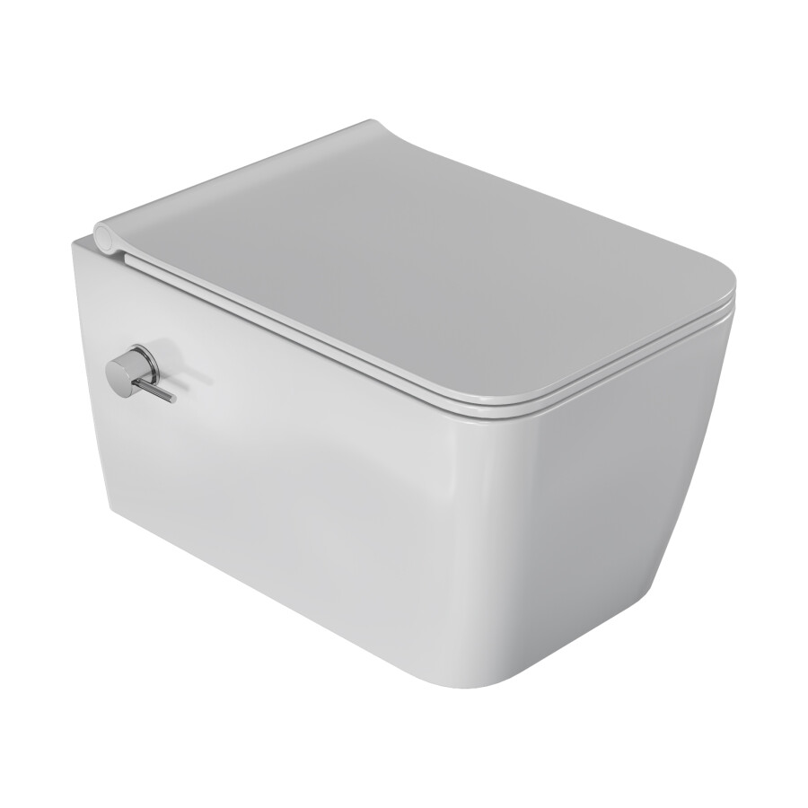 Унитаз подвесной с функцией биде Boheme Zen Белый глянец с крышкой, Торнадо 967-SET-2-W