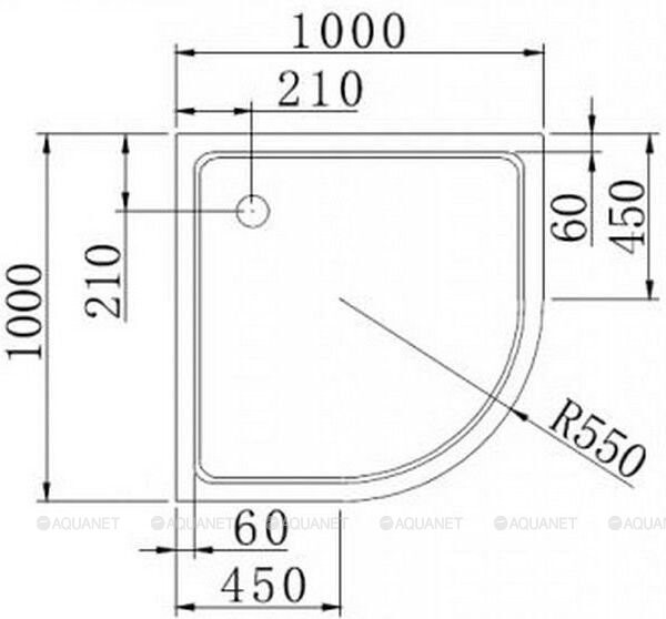 Cezares TRAY-A-R-100-550-15-W0 душевой поддон акриловый 100*100*15