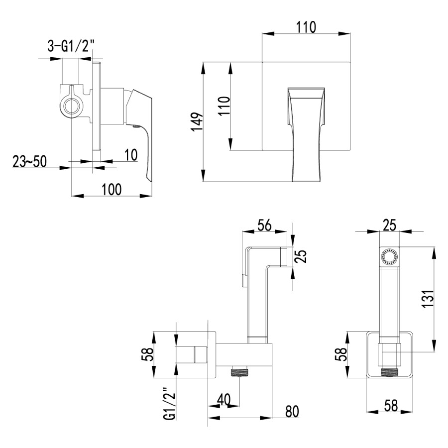 Lemark LM4519C Unit смеситель с гигиеническим душем хром