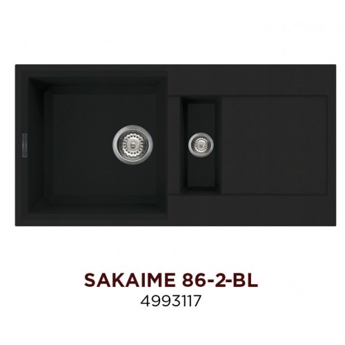 Omoikiri Sakaime 86-2-BL 4993117 кухонная мойка тetogranit черный 86х46.5 см