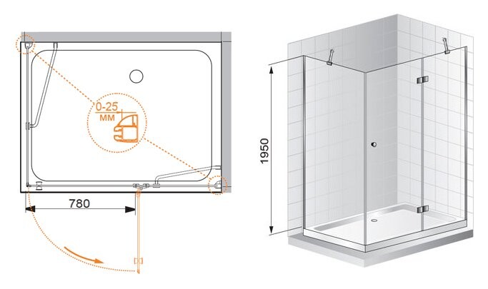 Cezares VERONA-AH-1-120/90-P-Cr-R душевое ограждение 120*90*195