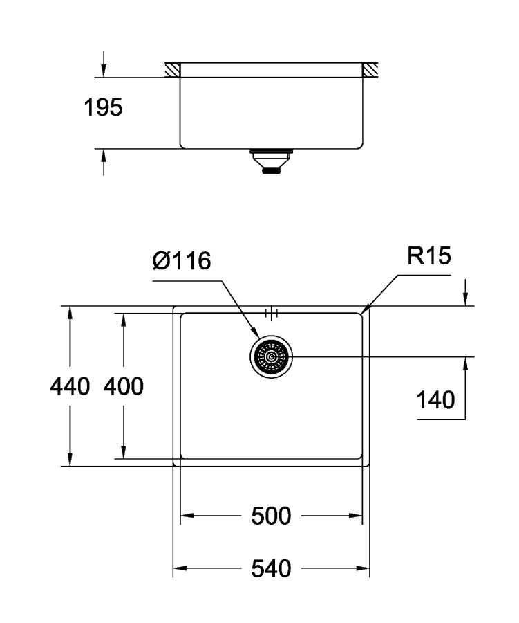 Grohe K700U 60-S 54,4*44,4 31574SD0 мойка кухонная