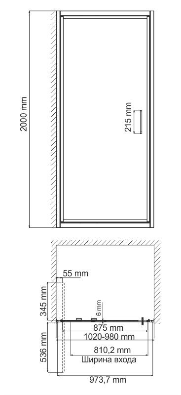 WasserKRAFT Salm 27I12 душевые двери 100*200