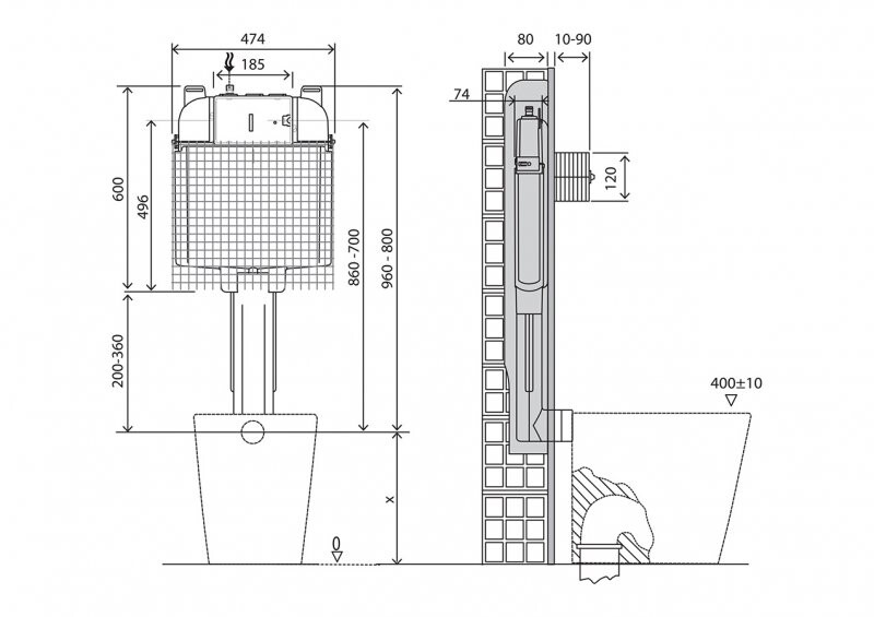 BelBagno BB025-CS бачок скрытого монтажа для напольного унитаза