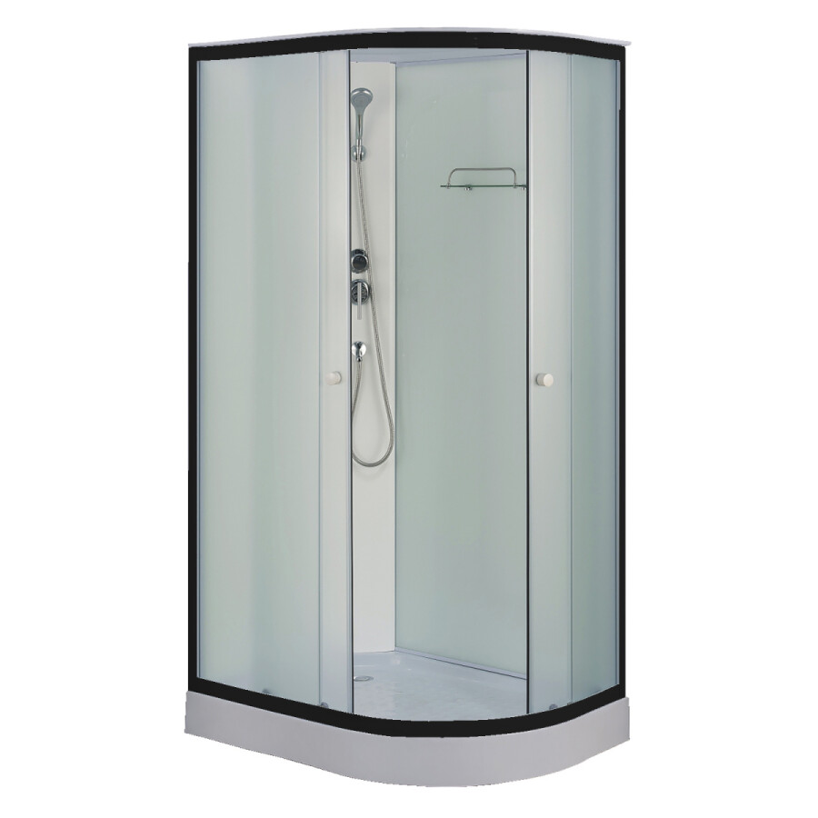 Душевая кабина Loranto 1180х780х2080 левосторонняя, белое заднее стекло, поддон 14 см, матовое стекло 4 мм, профиль черный CS-876EBTM/W-120