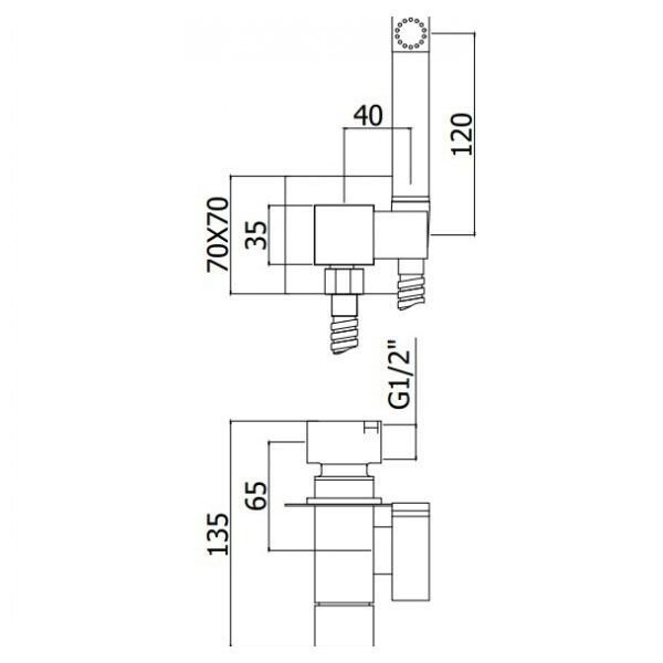 Paffoni Tweet Square ZDUP112NO смеситель с гигиеническим душем черный