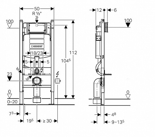 Geberit Duofix Plattenbau 458.122.2U.1 унитаз подвесной + инсталляция