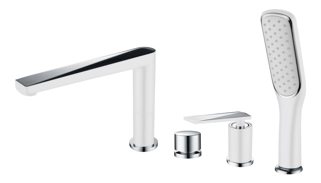 Смеситель врезной на борт ванны Boheme Venturo Белый / Хром 370-W