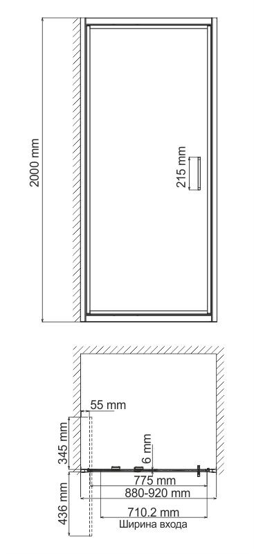 WasserKRAFT Salm 27I04 душевые двери 90*200