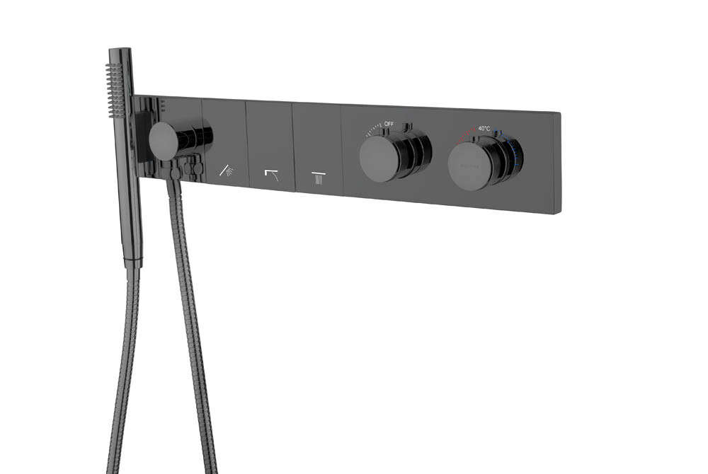 Термостатический смеситель встраиваемый с ручным душем Boheme Zodiac Thermo Shine Gun Metal 133-SYS-SGM