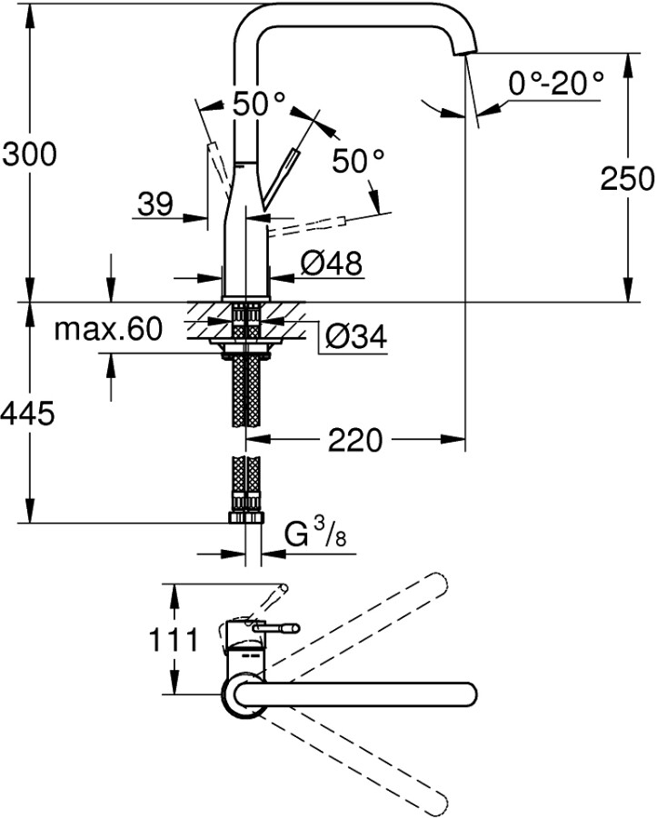 Grohe Essence New 30269A00 смеситель для кухни тёмный графит