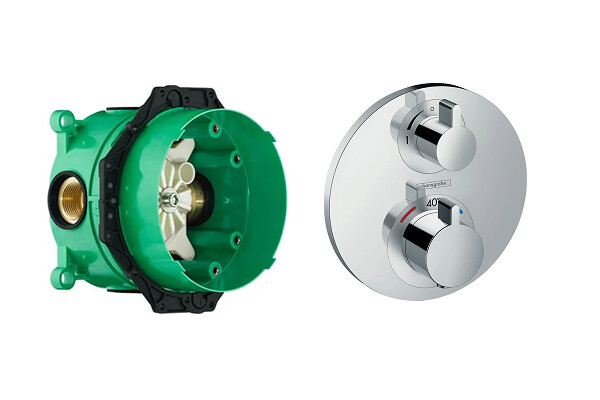 Hansgrohe 15757000S Set HG Ecostat S термостатический смеситель с запорным вентилем (15757000+01800180)