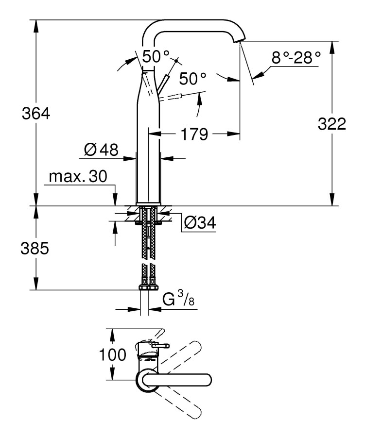 Grohe Essence New 32901DC1 смеситель для раковины 28 мм