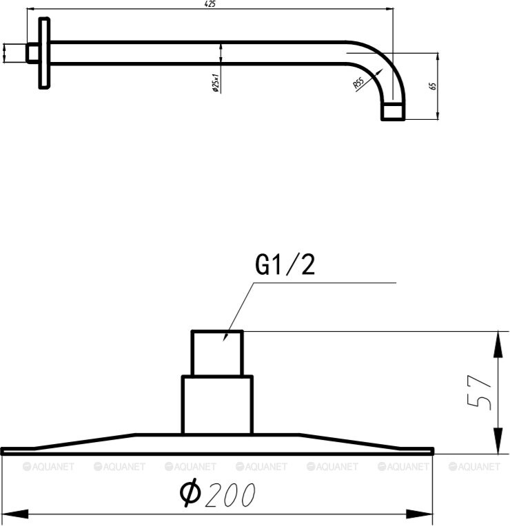 Aquanet Steel AF213-512S душевая система скрытый монтаж