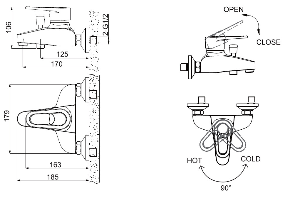 Bravat Loop F6124182BM-01-RUS смеситель для ванны черный