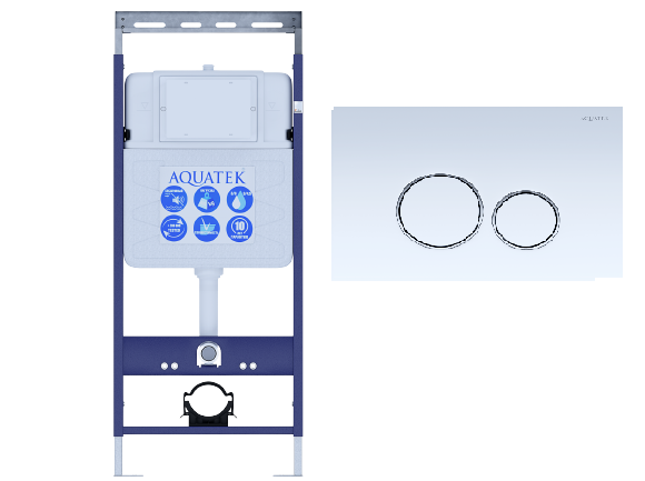 Aquatek EasyFix 50 INS-0000010 инсталляция для унитаза + кнопка KDI-0000015 белая с ободком хром