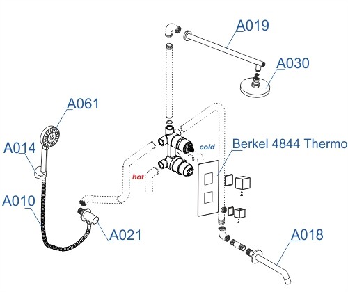 WasserKRAFT A174819 Thermo душевая система скрытый монтаж термостат хром