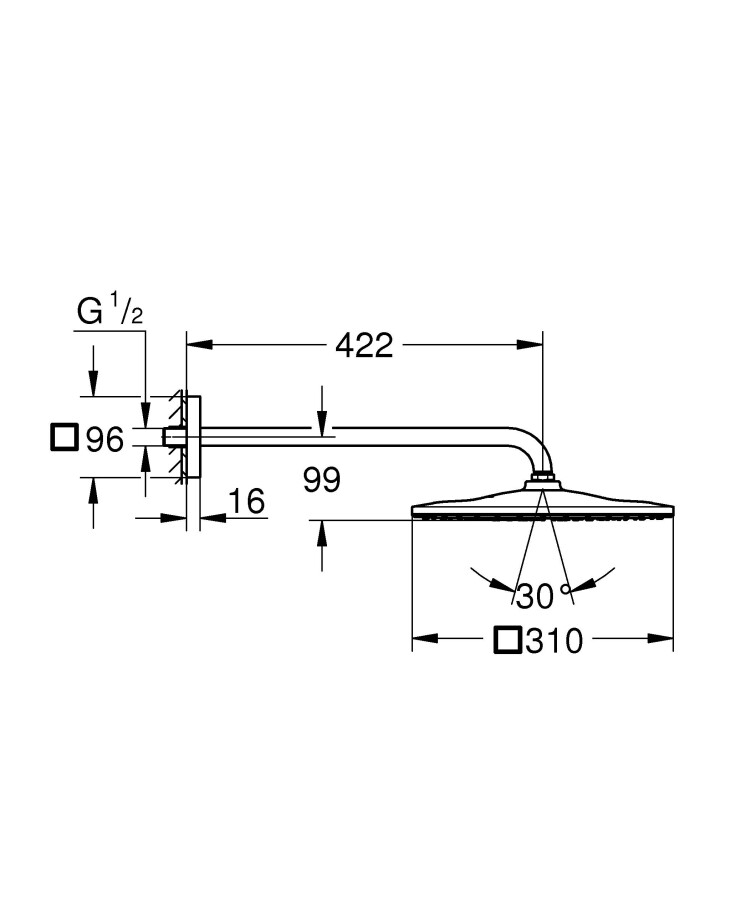 Grohe Rainshower Mono 310 Cube 26564000 верхний душ