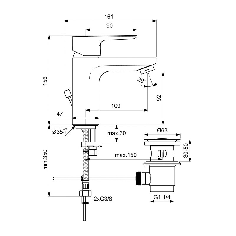 Ideal Standard Ceraplan III BD005AA Набор 3-в-1 Смесители и душевой гарнитур