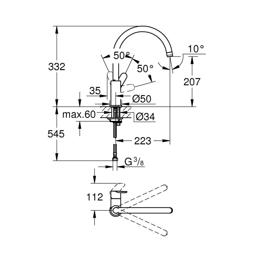 Grohe BauEdge 31367001 смеситель для кухни хром