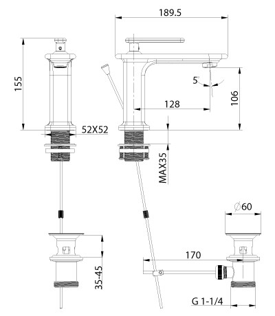 Lemark Mista LM6406WG смеситель для раковины 25 мм