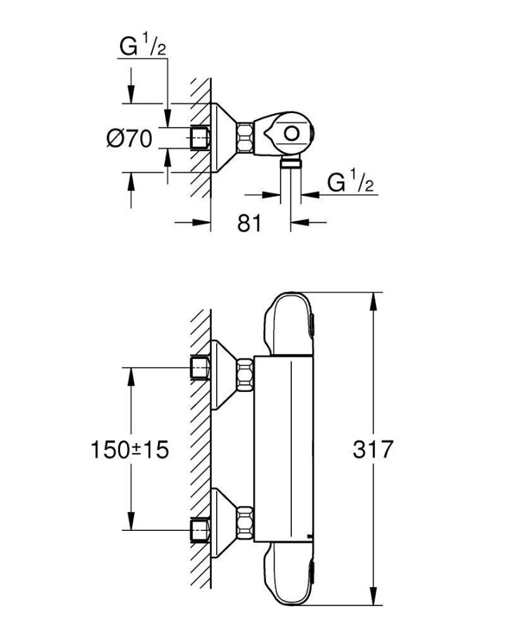 Grohe Grohtherm 1000 New 34550000 смеситель для душа хром